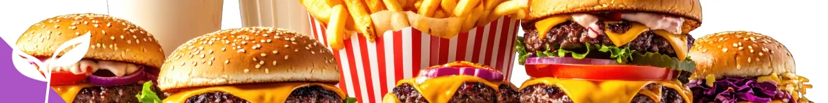Burgers and chips illustrating ultra-processed food choices